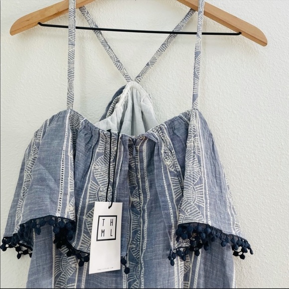 NEW THML Summer Cotton Halter Ruffle Summer Dress Size L - Picture 5 of 11